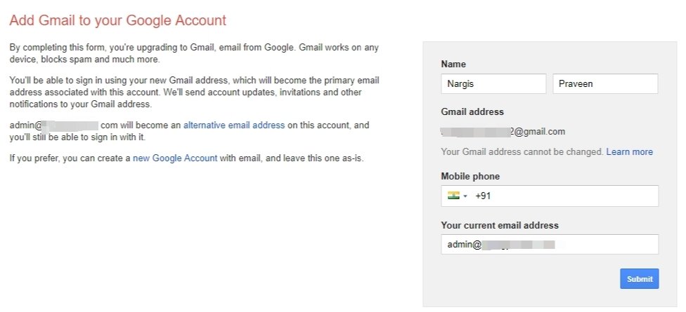 Add Gmail id to your Google account