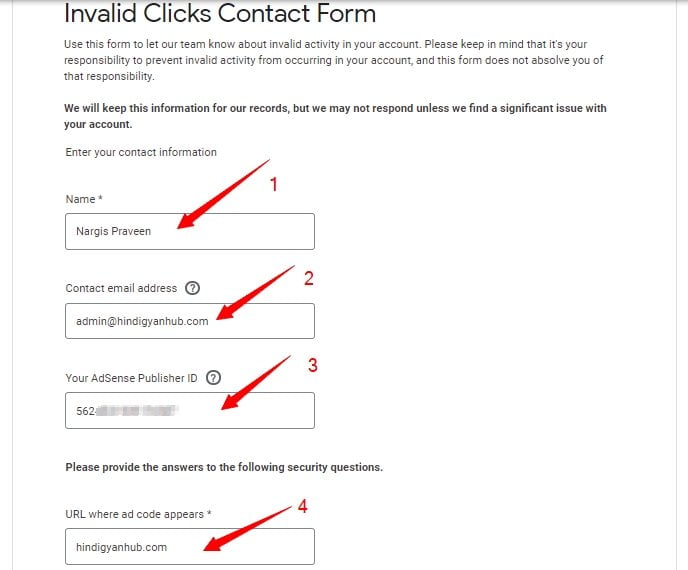 Invalid click Contact Form
