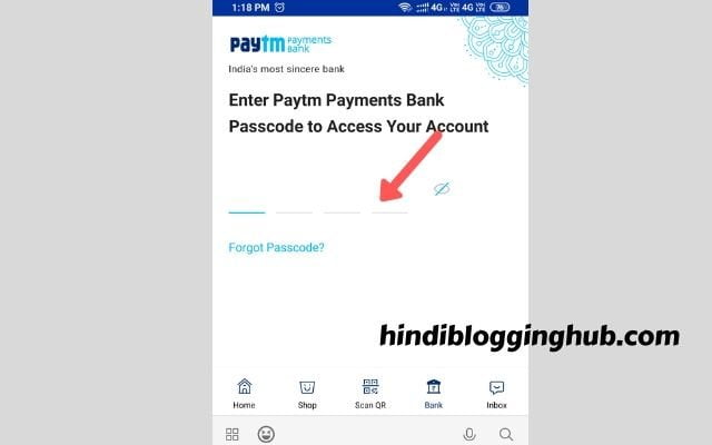 Enter Paytm Passcode