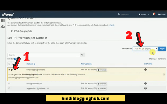 Select PHP Version Per Domain